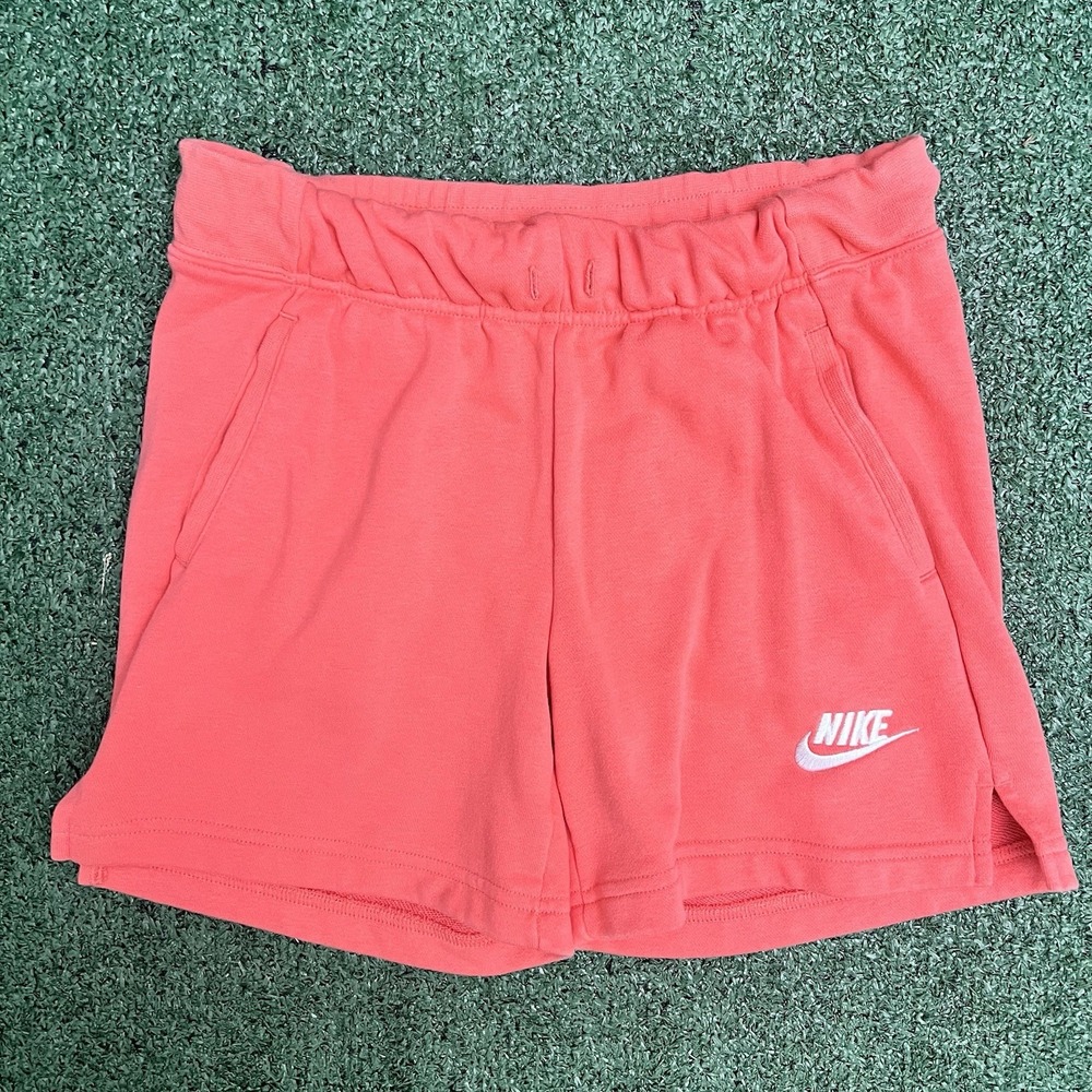 Nike Shorts Girls XL Pink French Terry Sportswear Fleece Pull On Swoosh Logo